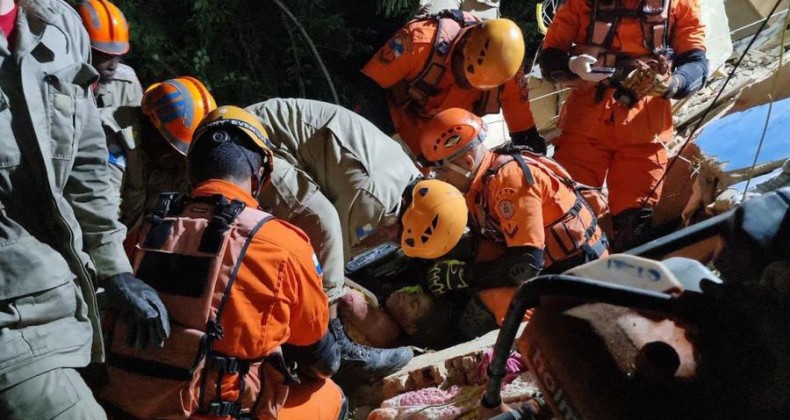 Desabamento deixa morto e feridos.