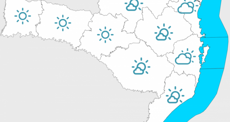 Quinta-feira promete tempo firme em Santa Catarina.