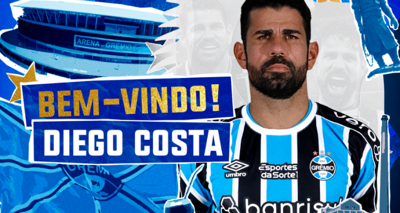 Grêmio anuncia a contratação do atacante Diego Costa.